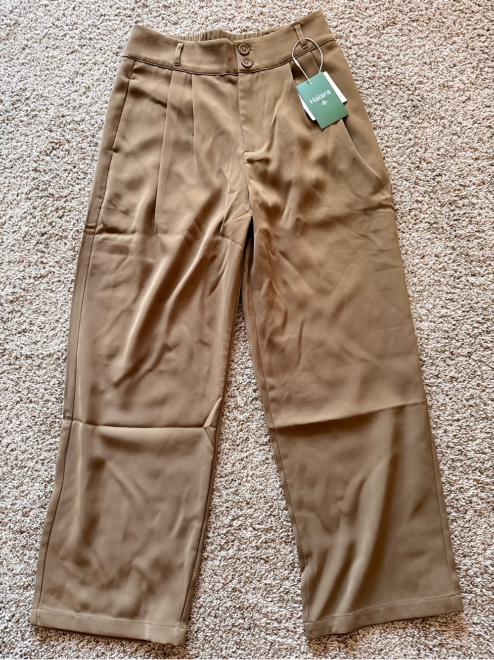 HALARA Brown High-Waist Trousers with Branded Tag